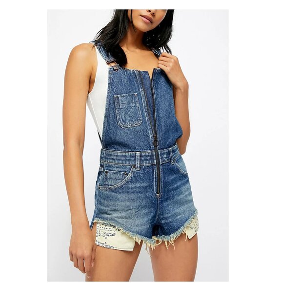New Free People Sunkissed Short Overalls, Size 6 & 10, New without Tag